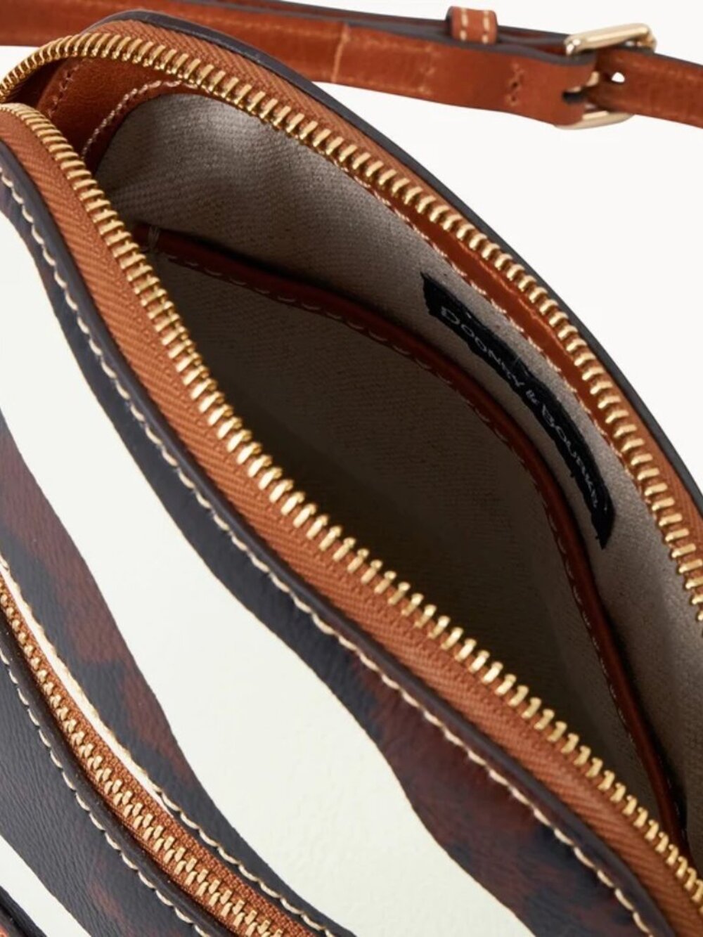 New Dooney & Bourke Zena Zebra Italian Leather Domed Crossbody Satchel Bag - Picture 8 of 12